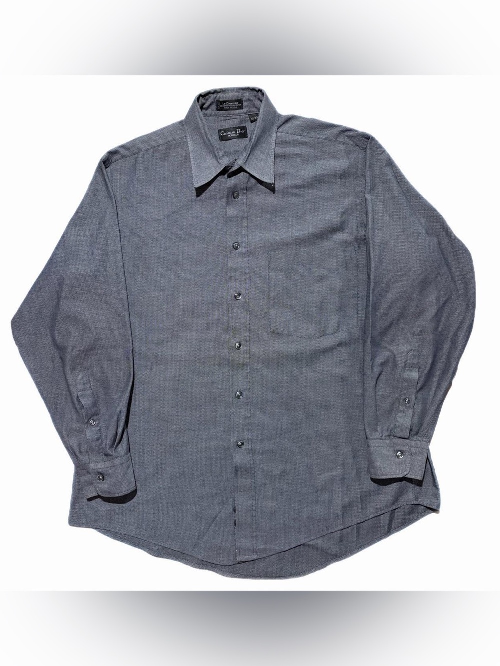 Vintage Christian Dior Le Chemise Dress Shirt Mens 16 32/33 Gray USA 90s